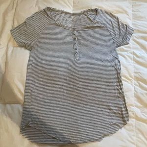 American eagle soft and sexy gray/white striped short sleeve shirt